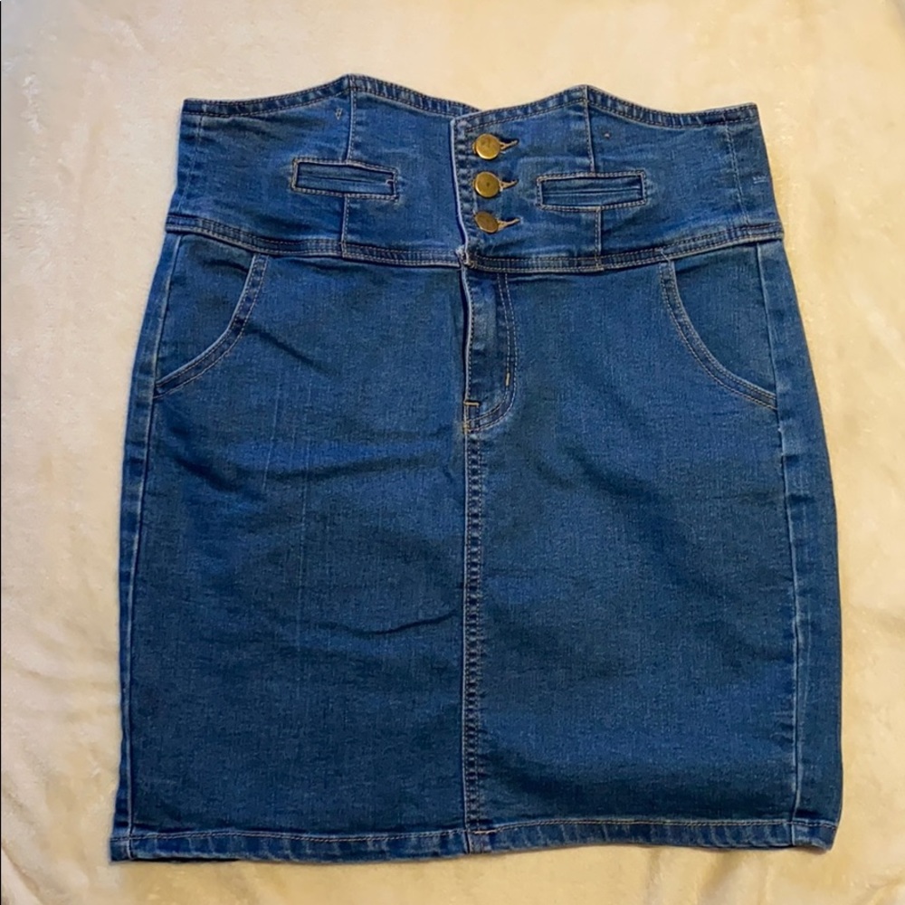 High Waisted Denim Skirt